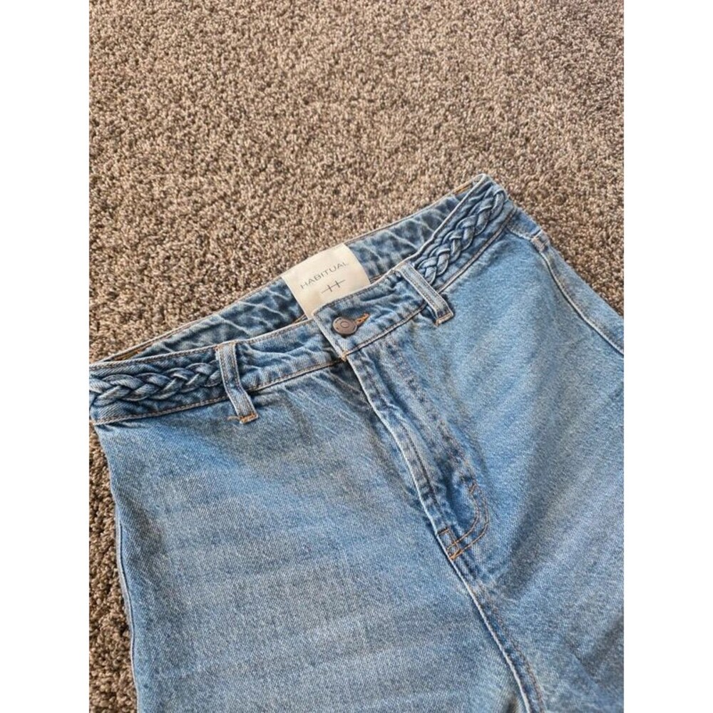 Habitual Emmette High Rise Wide Leg Crop Jeans Braided Waist Size 2/26 EUC